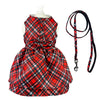 Red Plaid Dog Harness Set – Vest or Dress Style with Matching Leash