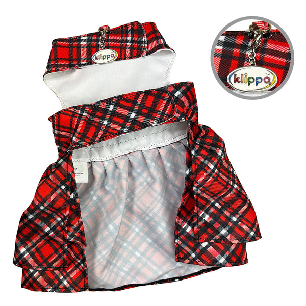 Red Plaid Dog Harness Set – Vest or Dress Style with Matching Leash