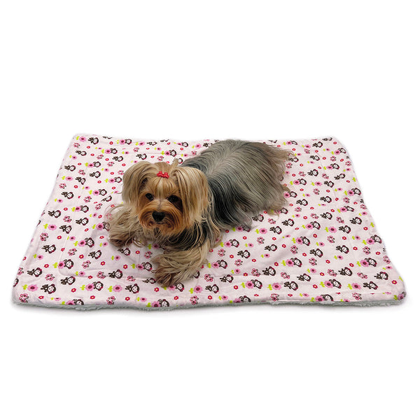 Girly Monkey Flannel Plush Pet Blanket - Pink