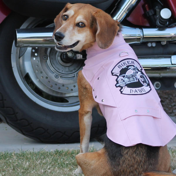 Vintage Motorcycle Dog Jacket – Faux Leather Biker Coat