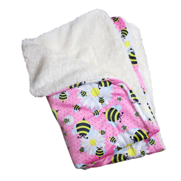 Bumblebee & Flowers Ultra-Soft Minky Plush Pet Blanket