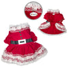 Lace Ruffle Christmas Dog Dress with Puffy Sleeves