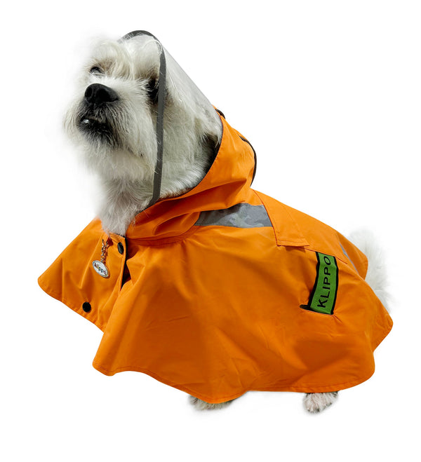 Clear View Dog Poncho Raincoat with Reflective Stripes