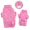 Pink Hand-Knitted Dog Sweater with Bobble Stitch Turtleneck