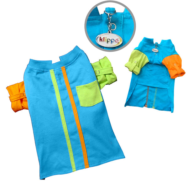 Knit Cotton Dog Shirt with Roll-Up Sleeves