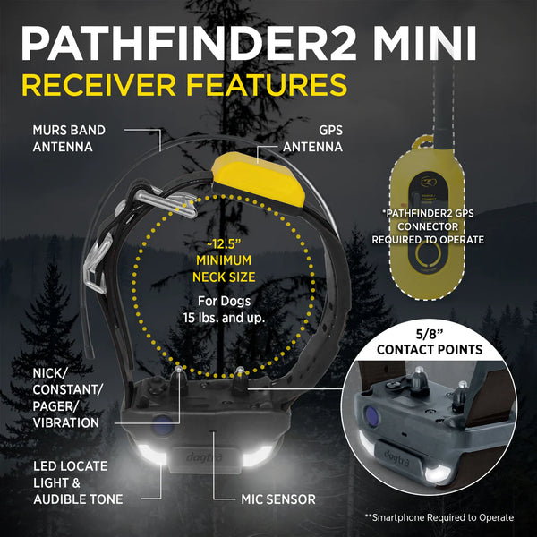 Dogtra PATHFINDER2 MINI Additional GPS E-Collar Receiver | 4-Mile Range | Up to 21 Dogs