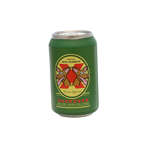 Silly Squeaker Beer Can Dos Perros