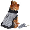 Dog Harness Coat & Leash Set – Black & White Houndstooth