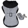 Dog Harness Coat & Leash Set – Black & White Houndstooth