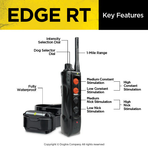 Dogtra EDGE RT Remote Training E-Collar | Up to 3 Dogs | 1 Mile Range