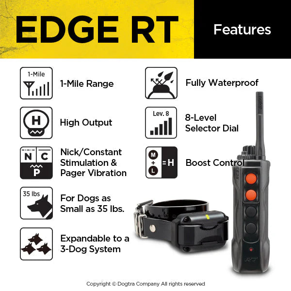Dogtra EDGE RT Remote Training E-Collar | Up to 3 Dogs | 1 Mile Range
