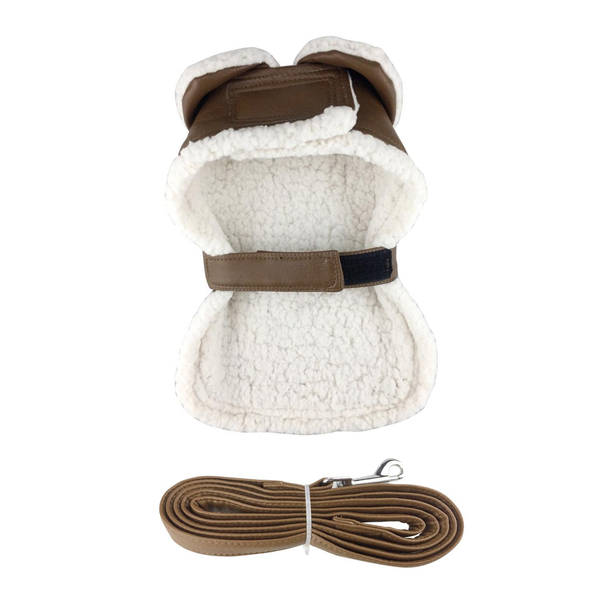 Faux Leather Dog Harness Coat & Leash Set – Aviator Bomber Style