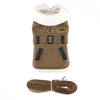 Faux Leather Dog Harness Coat & Leash Set – Aviator Bomber Style