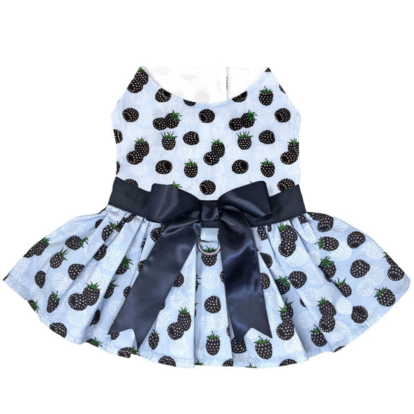Dog Harness Dress & Leash Set – Blackberries Print