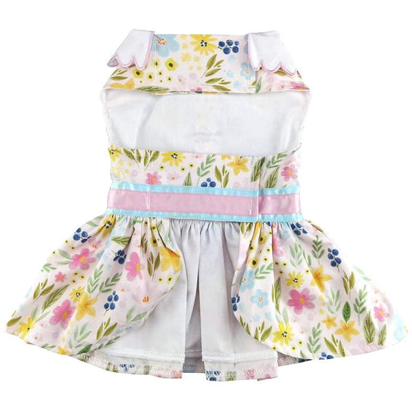 Dog Harness Dress & Leash Set – Pastel Meadow Floral