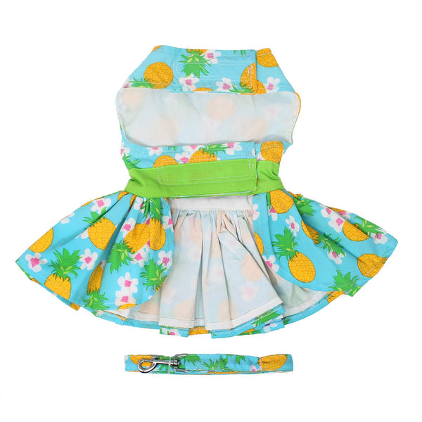 Dog Harness Dress & Leash Set – Pineapple Luau Tropical