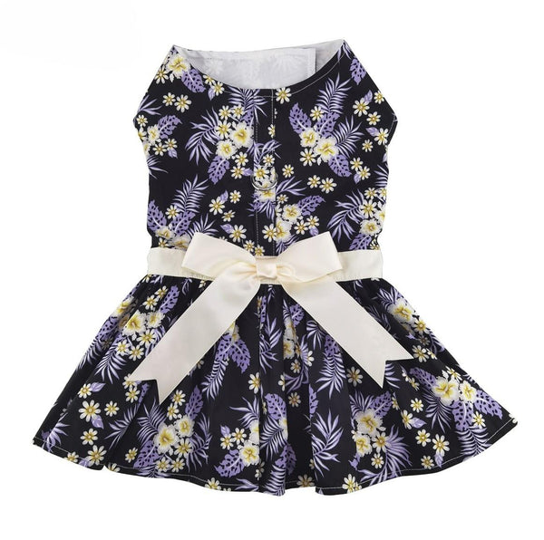 Dog Harness Dress & Leash Set – Purple Twilight Hawaiian